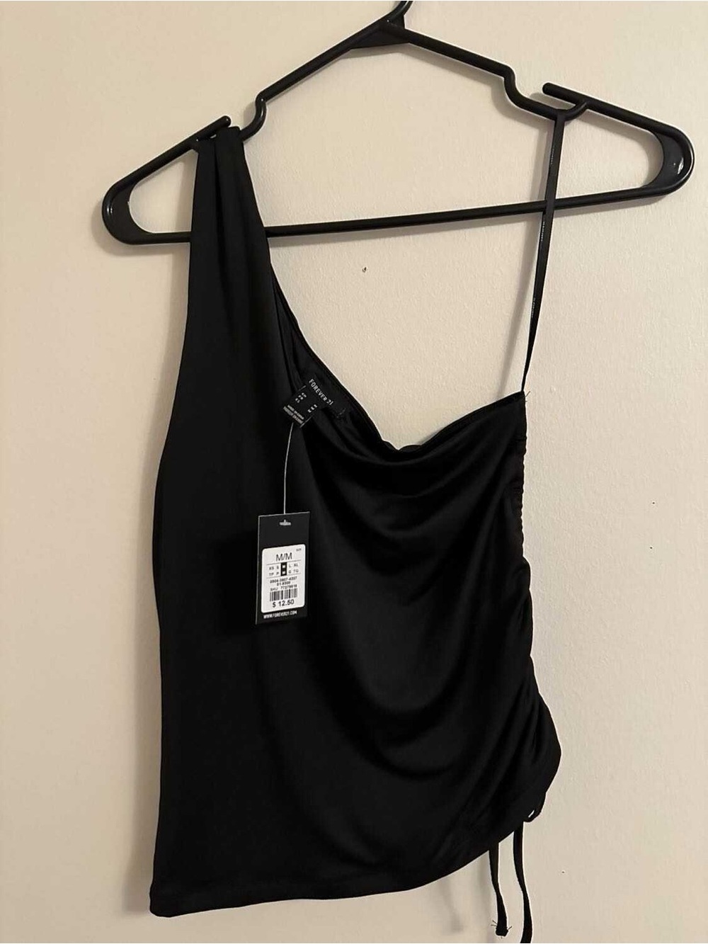 Forever 21 Black One-Shoulder Ruched Side Tank Dress